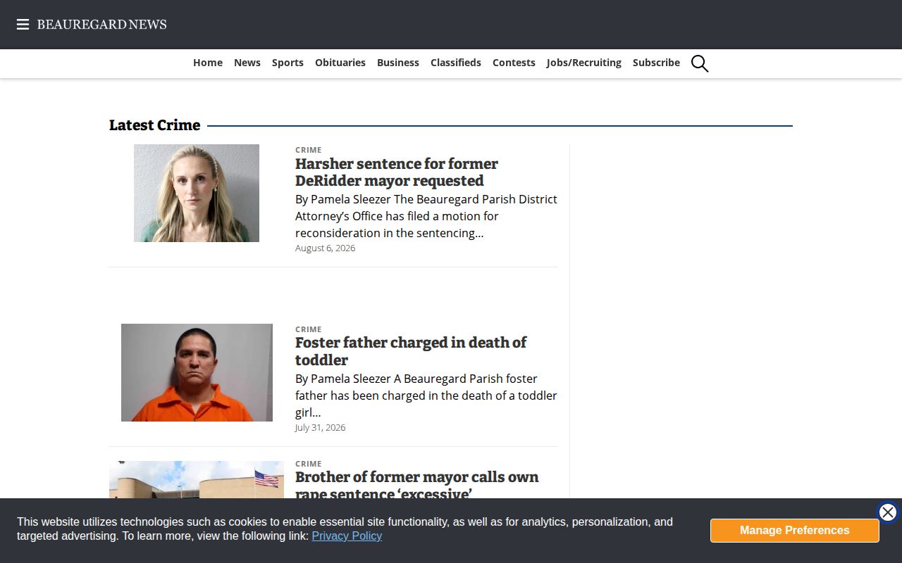 Beauregard Parish crime news record coverage page